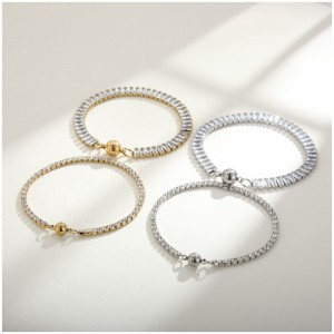 Europa en de Verenigde Staten trend titanium stalen vierkante zirkoon ins wind hand ornamenten roestvrij stalen klauwsteen een enkele rij diamant vrouwelijke magneet gesp armband